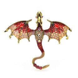 Red Dragon Pin/Pendant - Enamel and Rhinestones